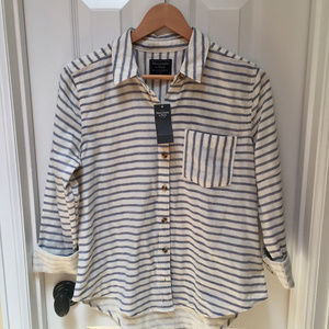 Abercrombie Cotton Striped Top - Navy/White small